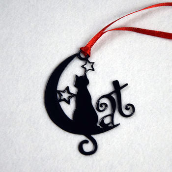 Factory Black Cat series stainless steel metal black paint bookmark exquisite retro gift gift bookmark