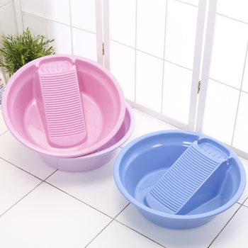 Large plastic washbasin with washboard thickened laundry basin for baby underwear plastic washbasin