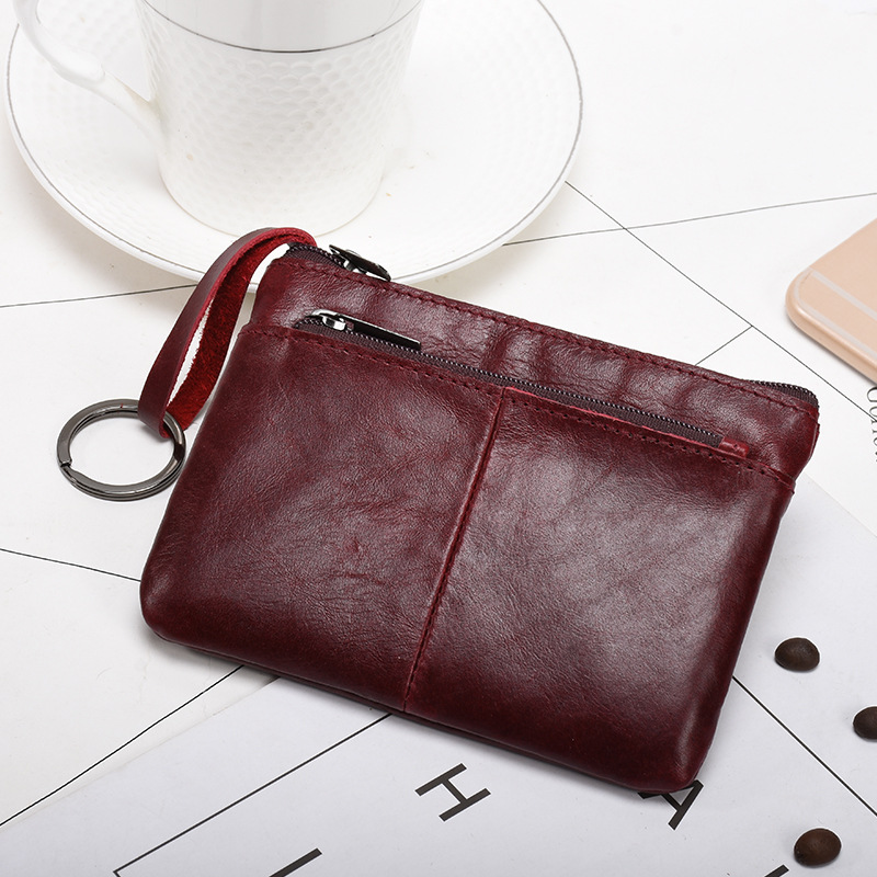 Cross-Border Popular Genuine Leather Mini Wallet Women's Short Cowhide Retro Coin Purse Casual Portable Coin Storage Bag