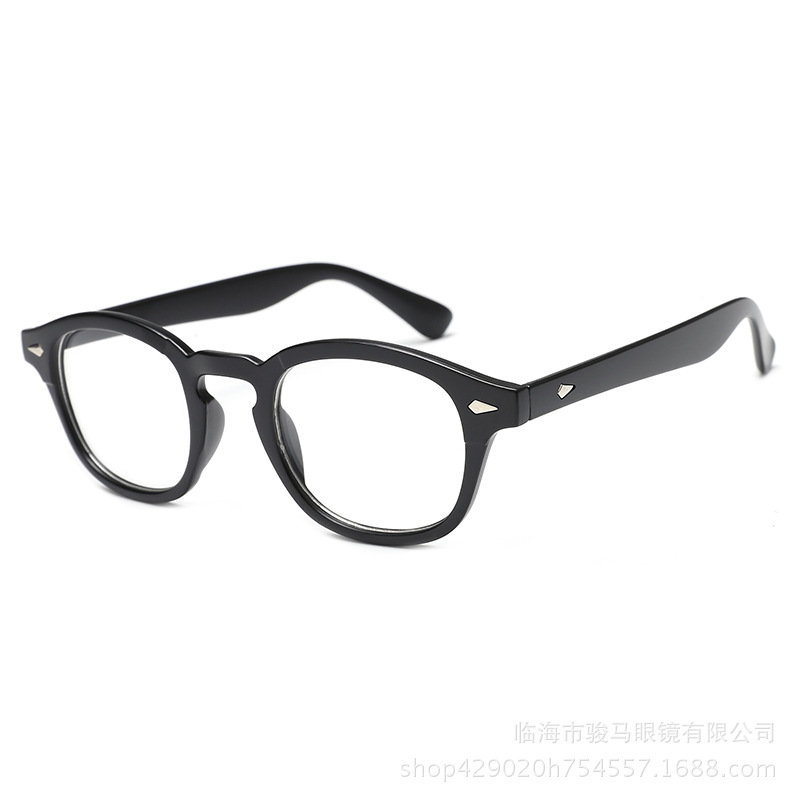 New trendy Hong Kong style retro beige nail plain glasses small round frame Depp glasses frame can be equipped with myopia glasses frame