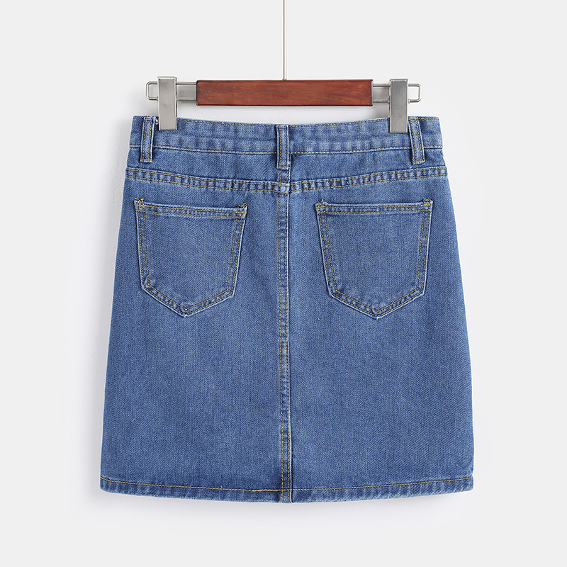 High Waisted A Line Denim Skirt Vintage Korean Style Slim Fit Casual Wear Wholesale Available