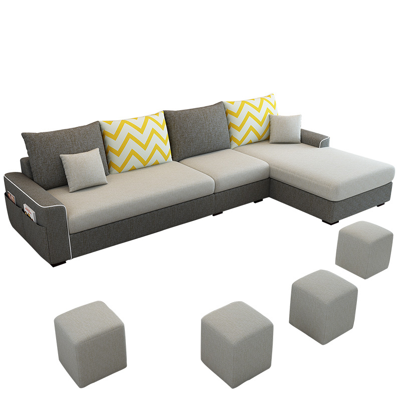 布艺沙发组合可拆洗三人位小户型简约现代公寓乳胶科技布艺沙发