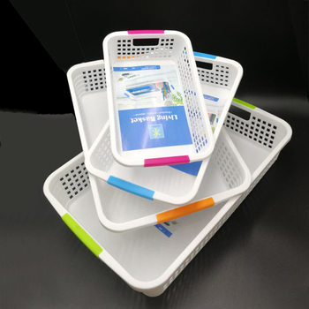 Large, Medium and Small Plastic Basket Storage Basket Rectangular Storage Basket Toy Sundries File Basket White Storage Basket