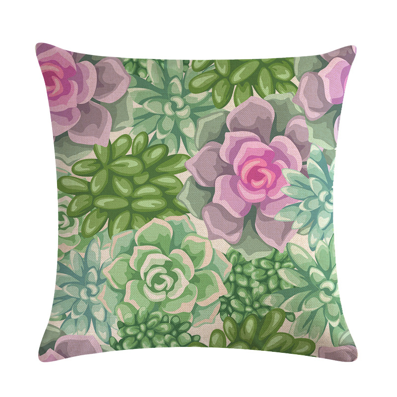 Cross-border Fresh Flamingo Green Leaf Series Linen Pillowcase Cushion Cover AliExpress Amazon eabyD346