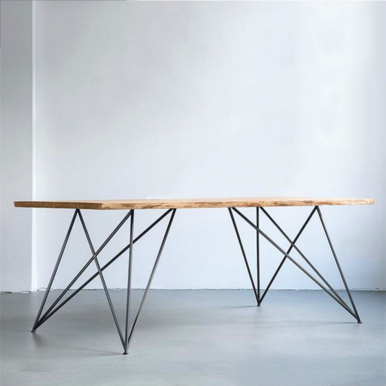 北欧简约实木餐桌侘寂风长桌工作台创意休闲餐厅咖啡厅桌椅组合