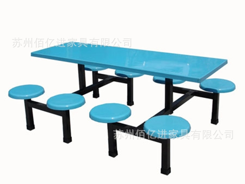 学生校员工公司食堂餐厅8人餐桌椅 厂家不锈钢连体条形八人餐桌椅