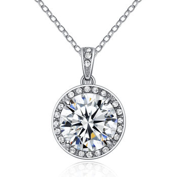 Foreign trade hot cross-border accessories Korean fashion jewelry round diamond pendant necklace ladies clavicle chain gift