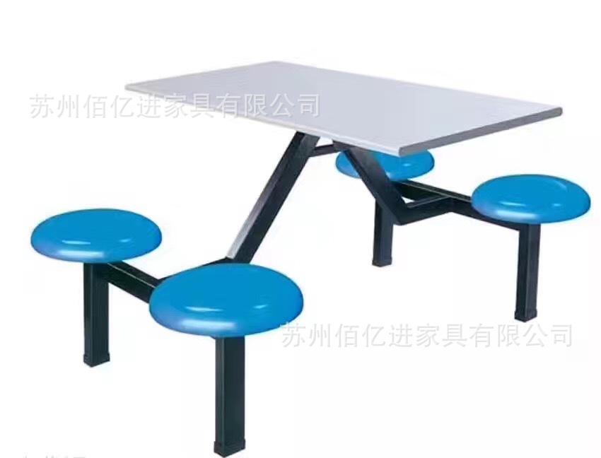 学生校员工公司食堂餐厅8人餐桌椅 厂家不锈钢连体条形八人餐桌椅