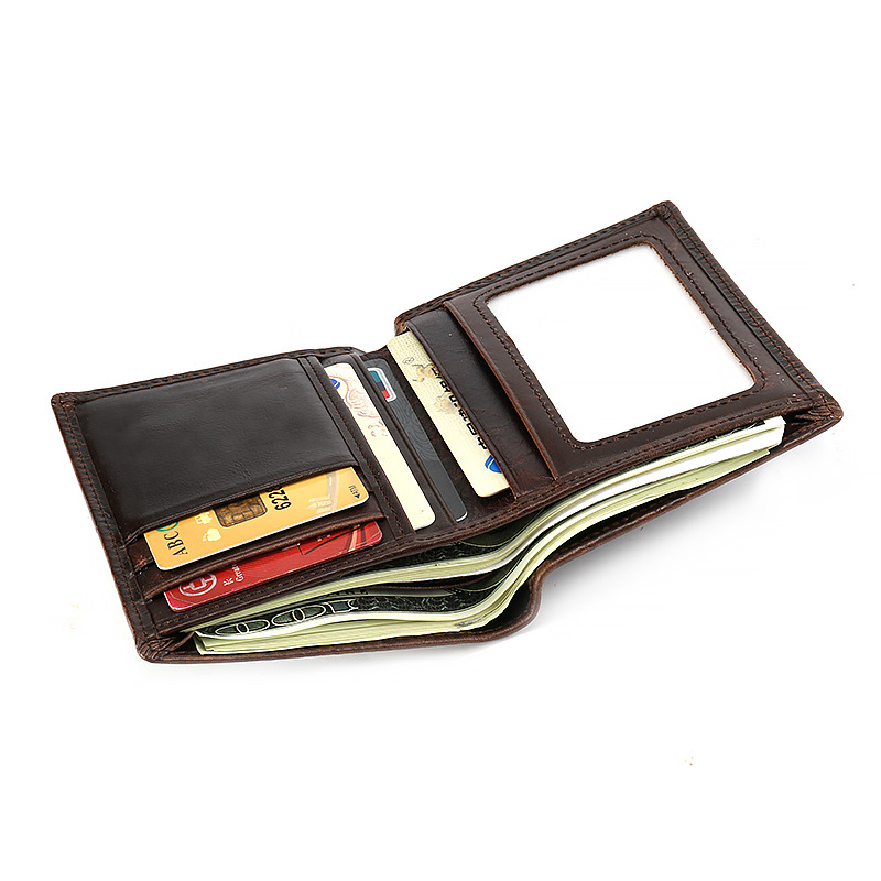 Guangzhou wholesale men's wallet horizontal and vertical short embossed dragon pattern wallet clip head layer oil leather business leather wallet