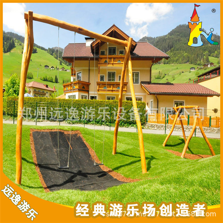 Ecological Leisure and Sightseeing Agriculture Children's Entertainment Facilities Locust Wood Swing Solid Wood Multi-Person Swing Manufacturer