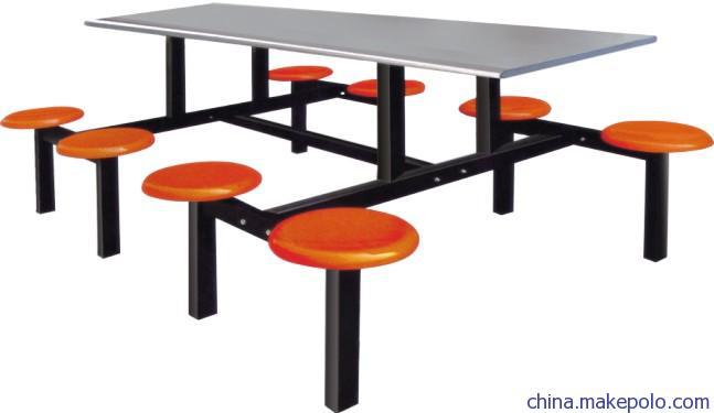 学生校员工公司食堂餐厅8人餐桌椅 厂家不锈钢连体条形八人餐桌椅