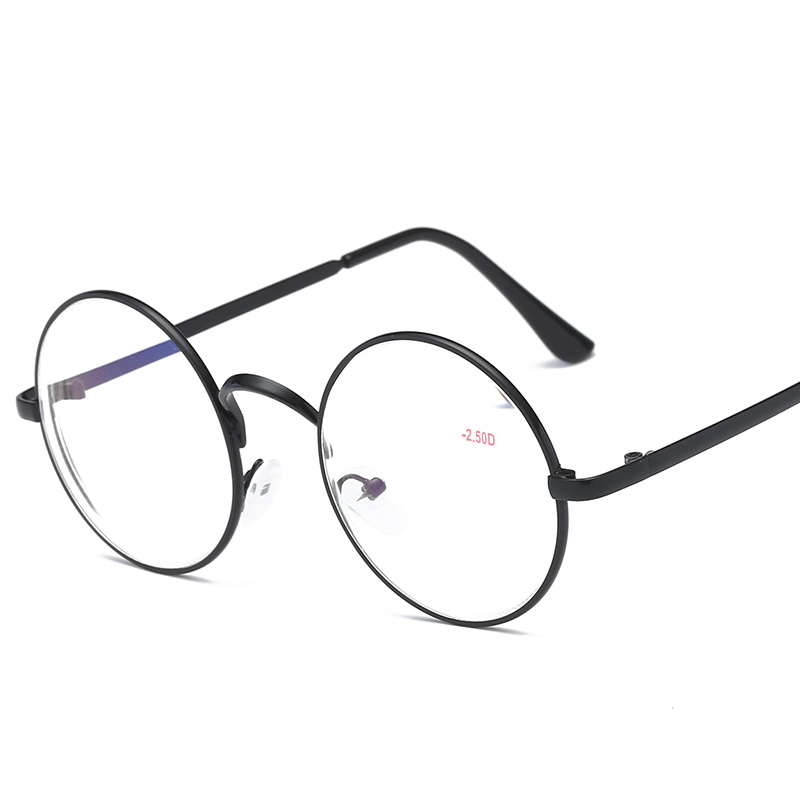 Harry Potter with a large round anti-radiation flat lens full metal frame retro myopia glasses finished wholesale