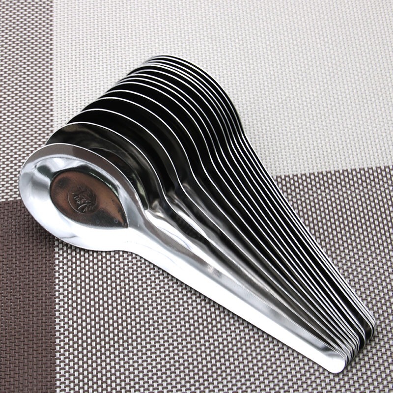 Stainless steel tableware long handle spoon big tip 05 thick orchid flat spoon spoon canteen fast food restaurant soup spoon