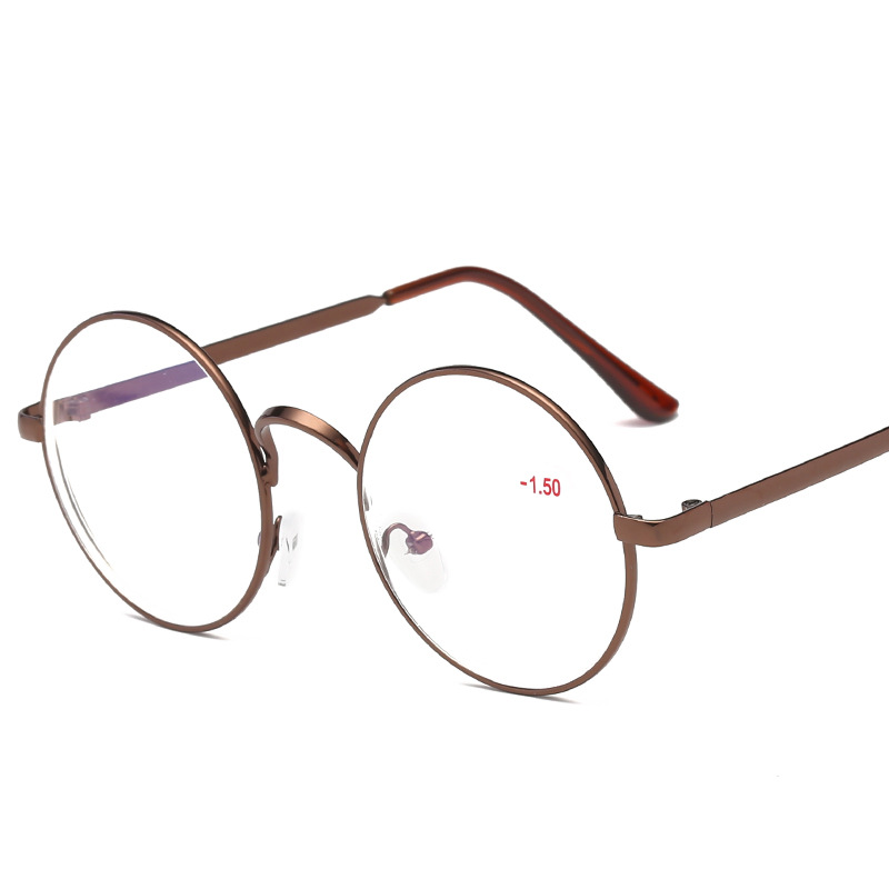 Harry Potter with a large round anti-radiation flat lens full metal frame retro myopia glasses finished wholesale