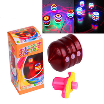 Children's new colorful electric music gyro flash imitation wood gyro stall selling classic turn toys wholesale