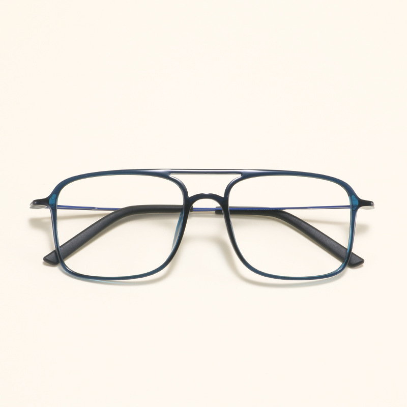 2235 Square Tungsten Carbon Plastic Steel Double Beam Glasses Frame for Men and Women Trendy Big Face Ultra Light Comfortable Flat Light Myopia Glasses Frame
