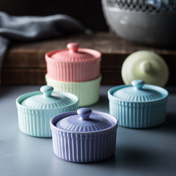 New Nordic-style Ceramic Baking Bowl with Lid Shufulei Cake Bowl Baking Utensils Small Dishes and Saucers Free Flavor Wholesale