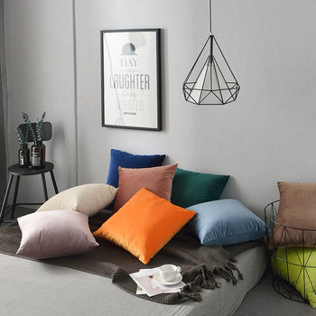 Ins Velvet Pillow Simple Sofa Pillow Cushion Scandinavian Bedside Cushion Pure Color Square Pillowcase Manufacturer Customization