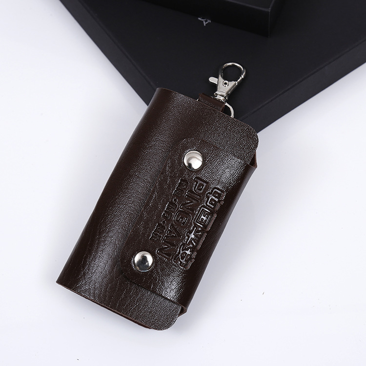 Source Factory Wholesale Spot Pu Key Bag New Pure Color Bank Corporate Promotion Keychain Purchase Printed Logo