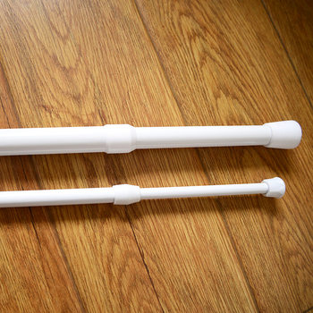 Japan Amazon Wood Grain Black Telescopic Rod Shrinkable Shower Curtain Rod Door Curtain Rod Clothes Drying Rod Punch-Free Stretch Rod