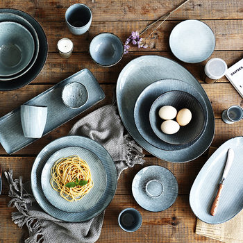 Creative Alien Stripe Personalized Ceramic Tableware Hotel Restaurant Cafe Fruit Salad Bowl Flavor Plate Manufacturers