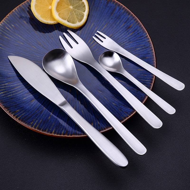 Japanese-style Liu Zongli tableware 304 stainless steel INS brushed black gold 304 dessert knife fork spoon tea point fork spoon