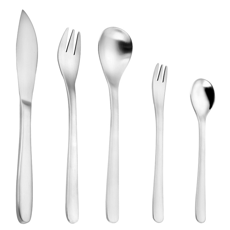 Japanese-style Liu Zongli tableware 304 stainless steel INS brushed black gold 304 dessert knife fork spoon tea point fork spoon