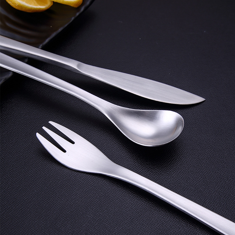 Japanese-style Liu Zongli tableware 304 stainless steel INS brushed black gold 304 dessert knife fork spoon tea point fork spoon