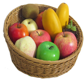 Supply brown beveled round imitation rattan solid basket bread basket fruit basket