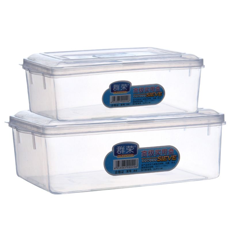 Food grade PP plastic fresh-keeping box transparent rectangular storage box with lid take-out packaging lunch box refrigerator freezer box