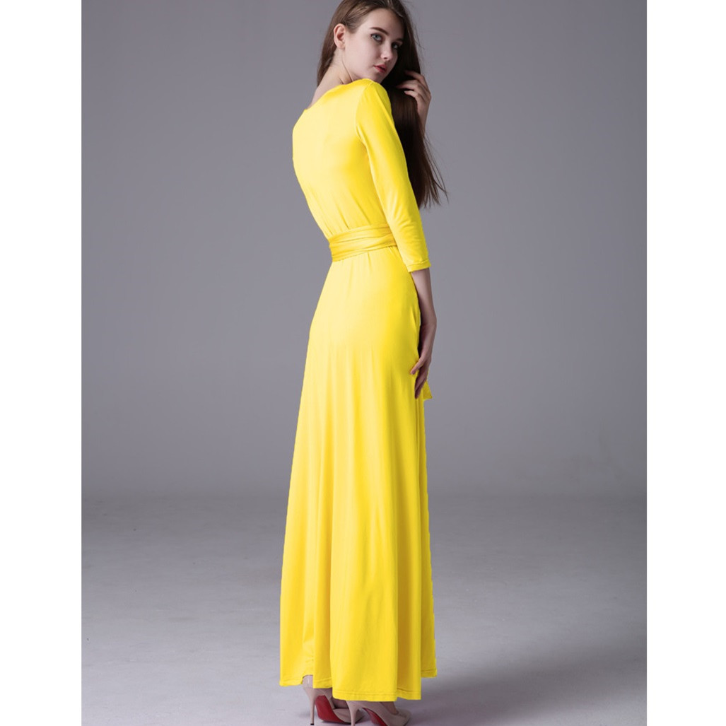 Cross Back Bandage Maxi Dress Versatile 3 4 Sleeve Adjustable Straps Sexy Fit Evening Wear Cocktail Party