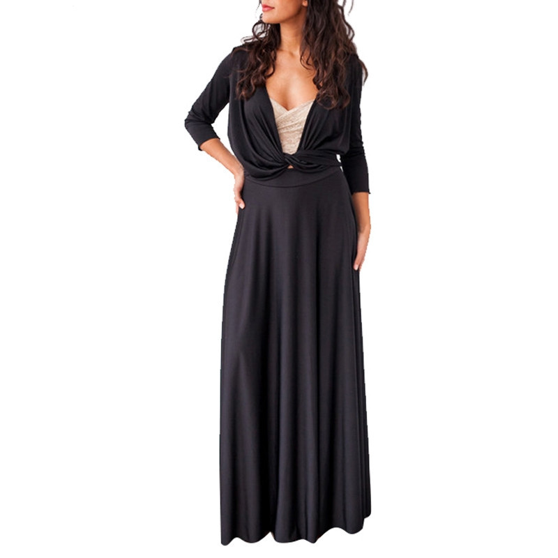 Cross Back Bandage Maxi Dress Versatile 3 4 Sleeve Adjustable Straps Sexy Fit Evening Wear Cocktail Party