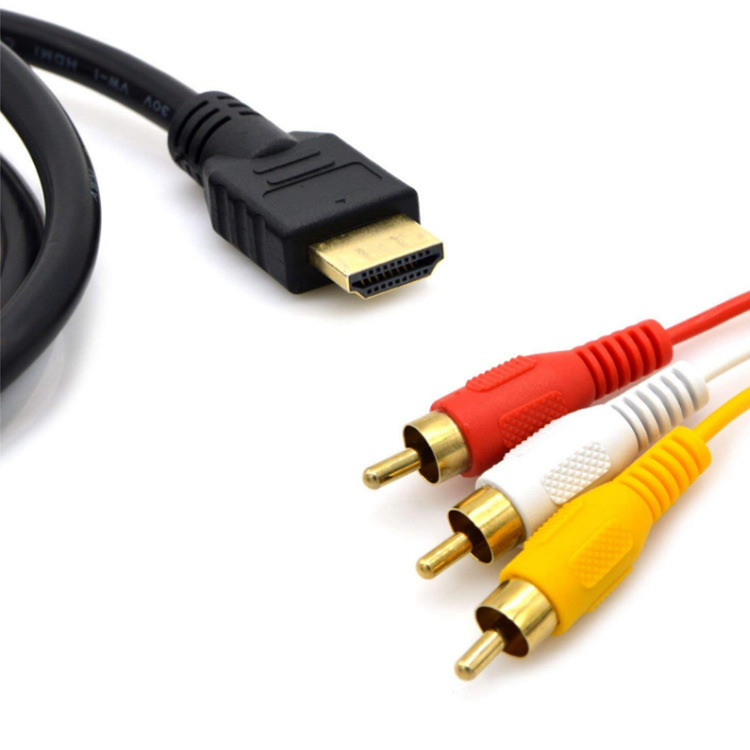 HDMI to 3RCA line HDMI to AV line red and white yellow Lotus HD audio and video top box line 1.5 meters all copper