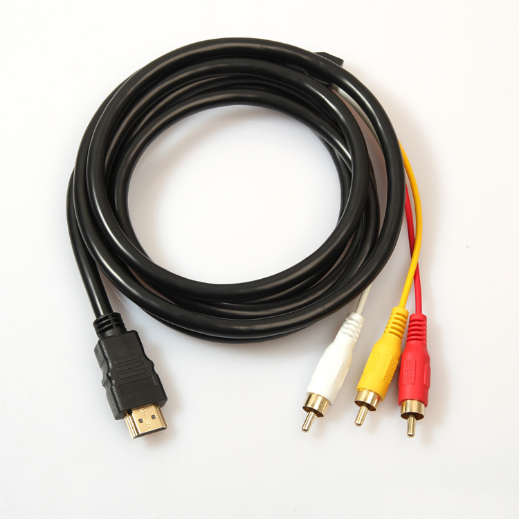 HDMI to 3RCA line HDMI to AV line red and white yellow Lotus HD audio and video top box line 1.5 meters all copper