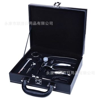 Rabbit head bottle opener nine-piece wine leather box wine bottle opener wine thermometer wine stopper set