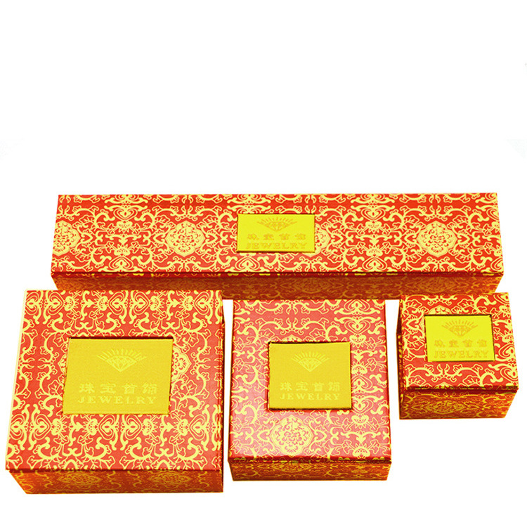 Jewelry Packaging Box Opening Ring Pendant Bracelet Necklace Box Golden Flower Opening Window Back Jewelry Packaging Box