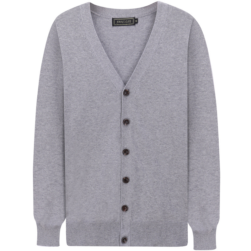 春秋装新款针织线衫男开衫薄款毛衣纯色青年男士纯棉V领针织外套