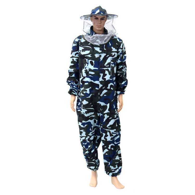 Beekeeping Tools Bee Tools Clothes and Hat One-Piece Navy Blue Camouflage Suit White One-Piece Bee Protective Suit Insect-Proof