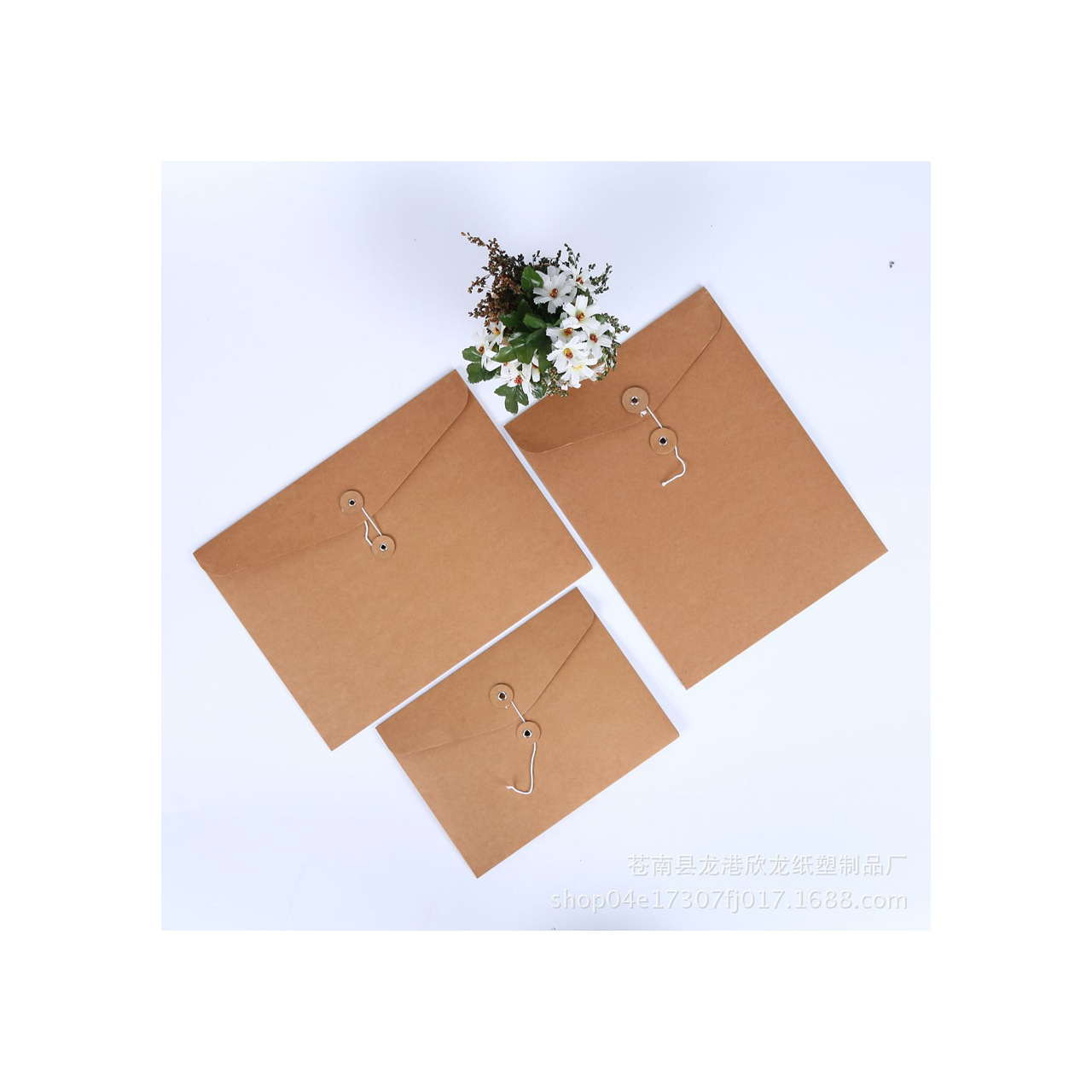 A4 kraft paper file bag horizontal file bag blank large capacity line buckle data storage bag printing custom logo