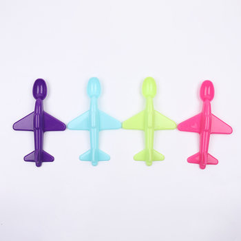 Creative Home Plastic Small Airplane Spoon Shape Kidsren's Airplane Spoon Environmentally Friendly Pp Material Spoon Can Be Printed with Logo