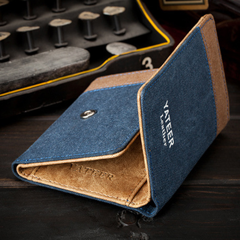 Denim Canvas Vintage Student Men's Wallet Short Three-fold Wallet Men's Change Card Bag Spot Wholesale