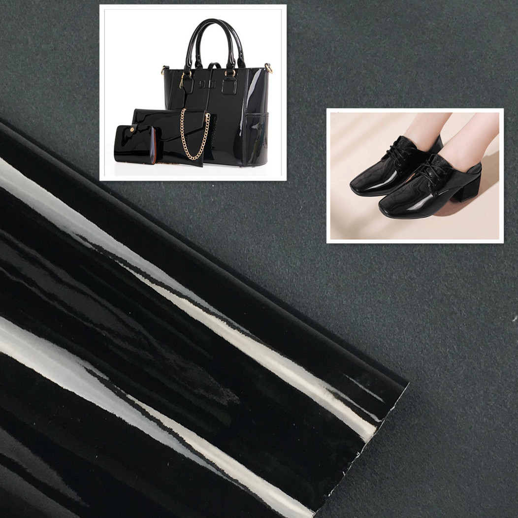 Manufacturers supply pu leather mirror leather imitation cotton velvet bottom leather crease-free black mirror in stock a generation of hair