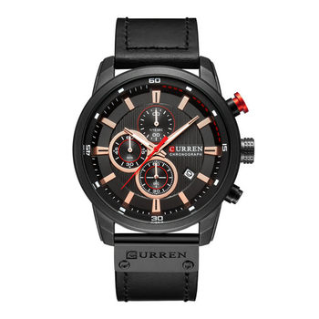 curren Caryan 8291 Belt Calendar Business Six-pin Small Dial Multi-function Waterproof Watch Men's Wristwatch