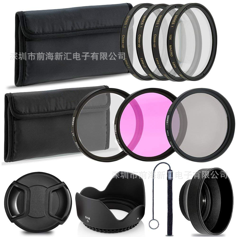 Slr Camera 49-82mm Kit Filter Set 13in1 Close-Up 1/2/4/10+Uv+Fld+Nd4