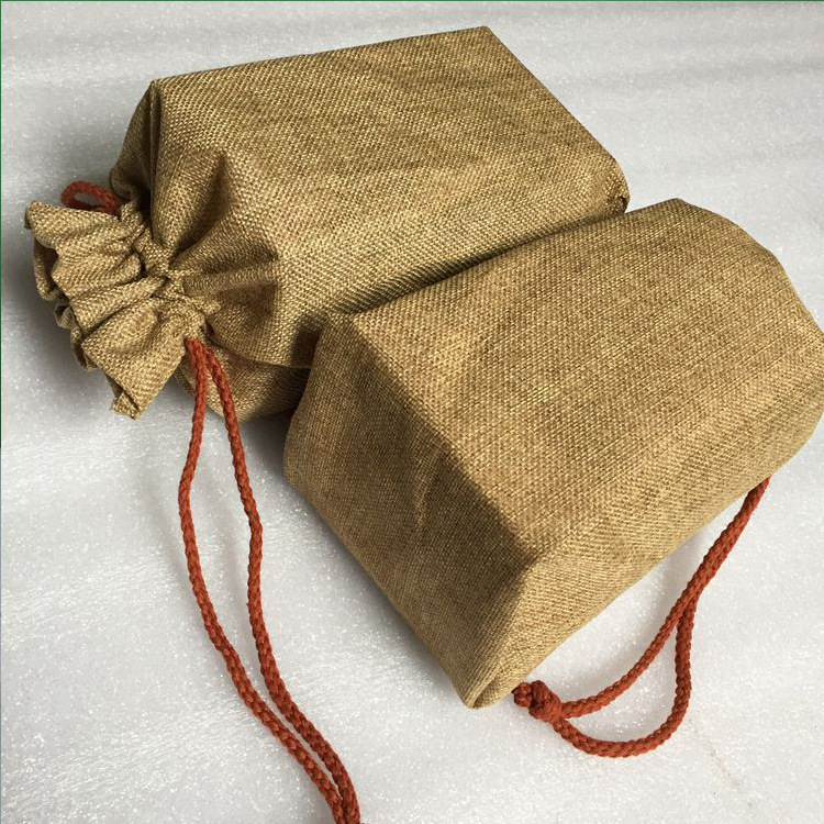 Shenzhen Factory Custom-Made Linen Drawstring Storage Bags, Gift Jewelry Bags, Chestnut Linen Bags with Logo Printing Packaging