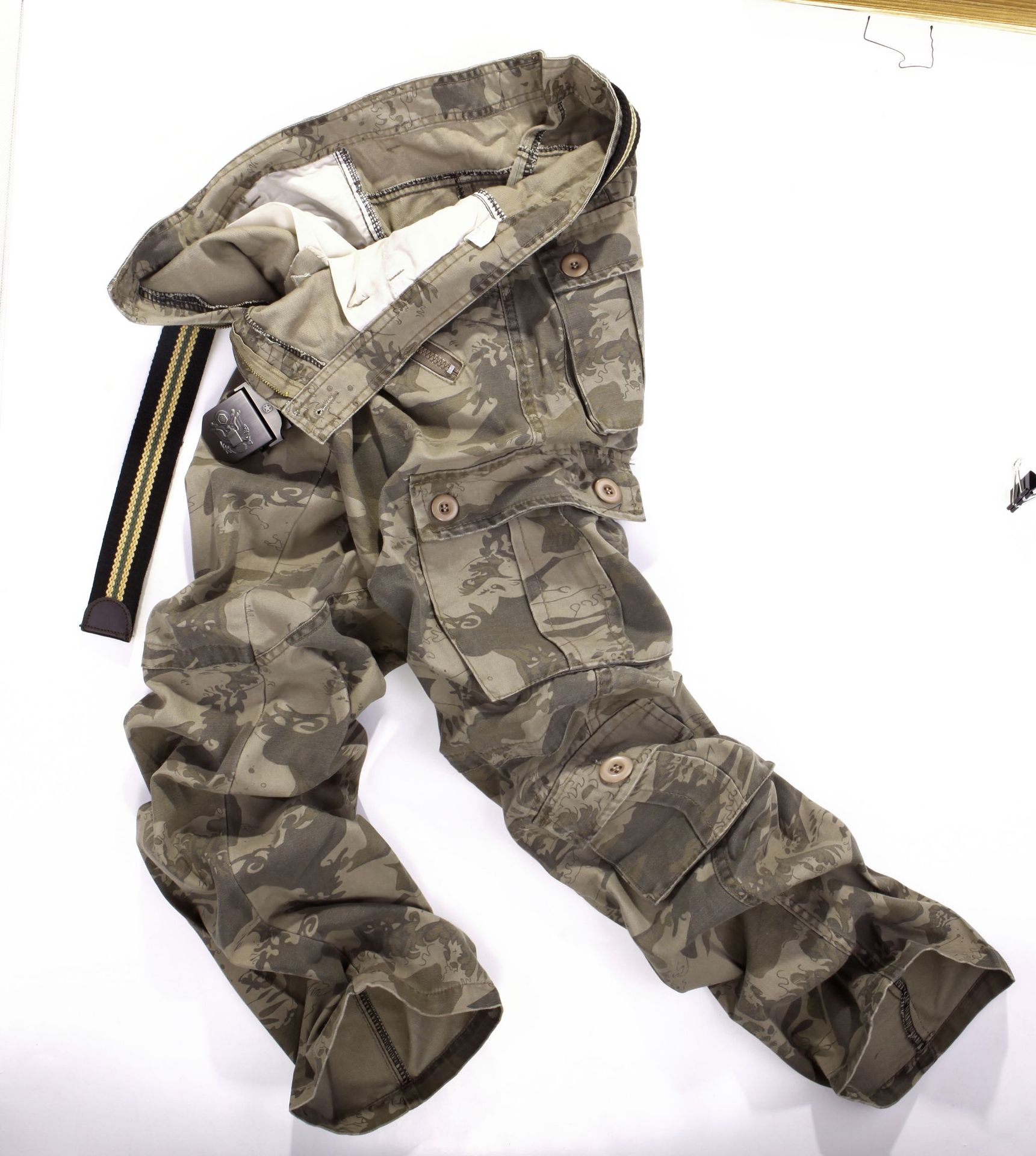 男士跨境8口袋亚马逊大码工装长裤大码宽松休闲裤 户外裤