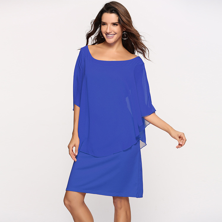 Plus Size Womens Chiffon Dress Layered Look Flattering Fit Elegant Style Perfect for Parties and Special Occasions