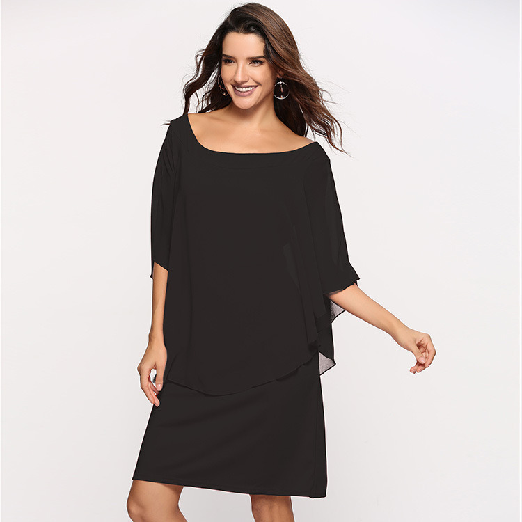 Plus Size Womens Chiffon Dress Layered Look Flattering Fit Elegant Style Perfect for Parties and Special Occasions