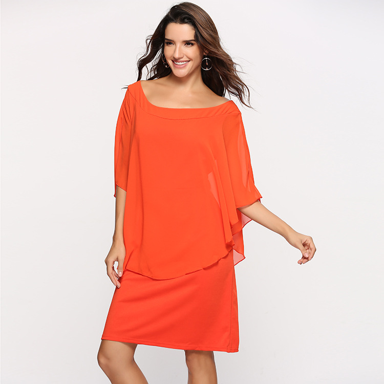 Plus Size Womens Chiffon Dress Layered Look Flattering Fit Elegant Style Perfect for Parties and Special Occasions