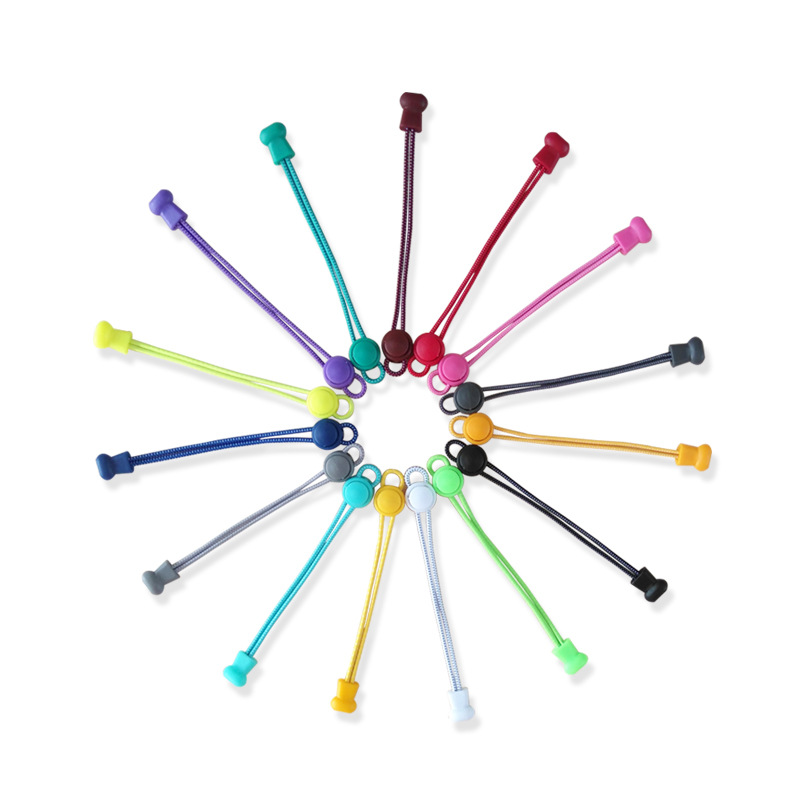 Round lazy people tie-free shoelaces elastic buckle stretch adult children black and white color shoes rope wholesale tie-free shoelaces